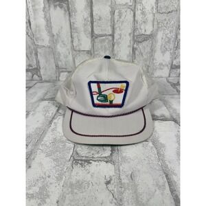 Vintage Golf Hat Cap Snap Back White Patch Mesh Trucker Clubs Crest Youngan